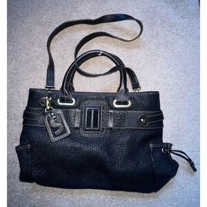 Women's Salamander Pebble Black Leather Lined‎ Bag Purse Shoulder Strap Handle
